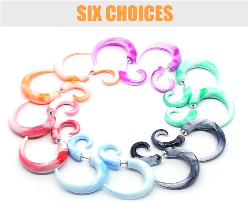 CrazyPiercing 12Pcs Fake Tapers Acrylic Ear Gauge Spiral Earrings Studs Stretcher Piercing Taper 20G - Image 4